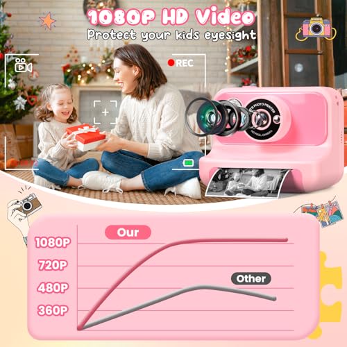 Gofunly Kids Camera Instant Print, Kids Camera 1080P HD Video Digital Camera, Christmas Birthday Gifts for Girls and Boys, Toddler Toy for 3-12 Years Old - Image 5