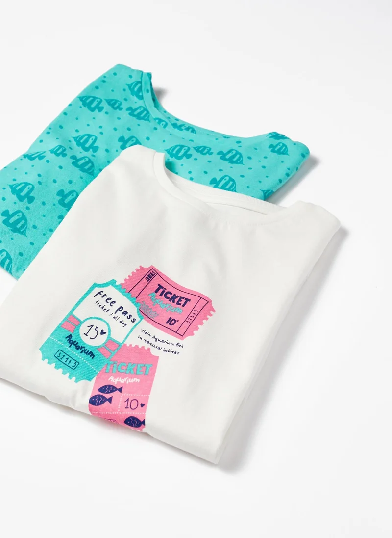 Zippy Zippy 2 Pack Cotton T-shirts Aquarium for Girls