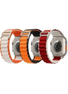 3Pack for Apple Watch Alpine Loop Band 49mm/45mm/44mm Nylon Woven Sport Strap Compatible with iWatch Series 8/Ultra/7/SE/6/5/4/3/2/1 Orange,White/Orange,Black/Red,White