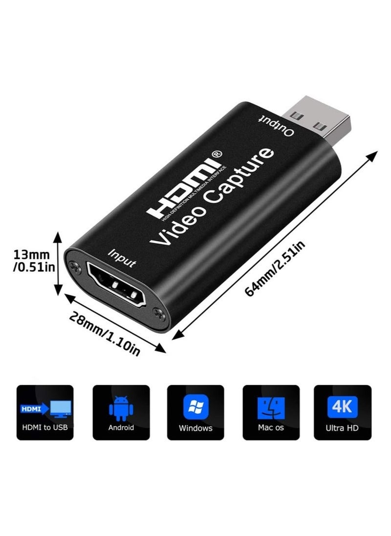 Generic - 4K HDMI Video Capture Card, Cam Card Game Capture Card Audio Capture Adapter HDMI to USB 2.0 Recording Capture Device for Streaming, Live Broadcasting, Video Conferencing, Teaching, Gaming - Image 1