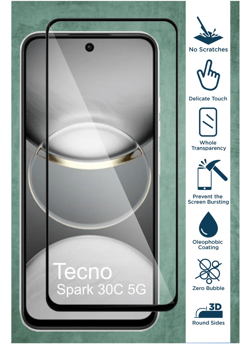 Generic - For Tecno Spark 30c 5G - Tempered Glass Screen Protector - Delicate Touch , Higher Transparency , Easy to Install ,Anti-scratch and Bubble-free Screen Protector - Black - Image 1