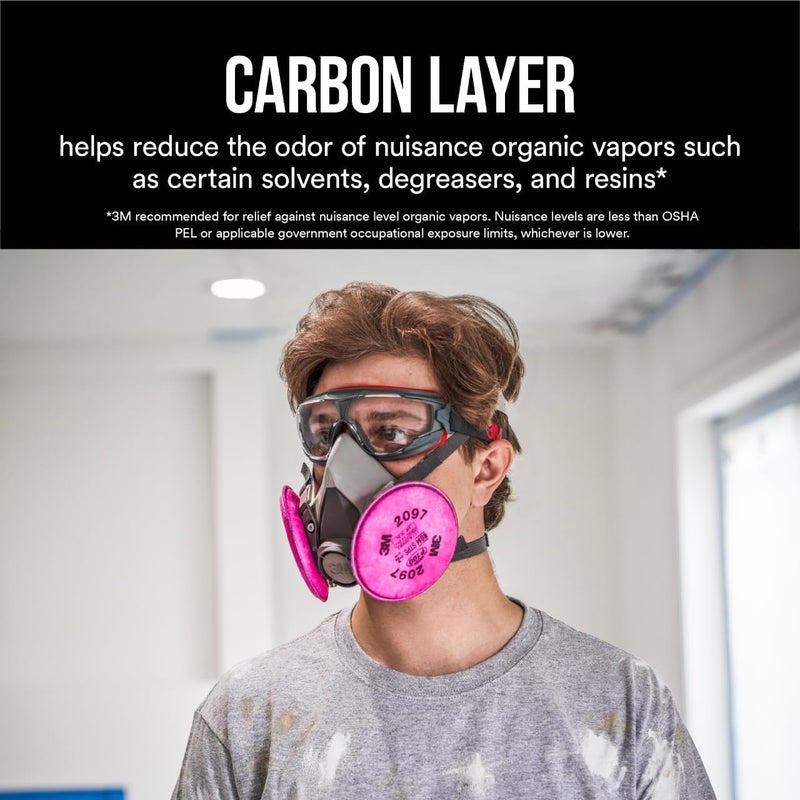 3M P100 Performance Mold & Lead Paint Removal Respirator, Medium Size, NIOSH-APPROVED P100 Rated Filter, Carbon Layer Helps Reduce Odor Nuisance, Lightweight, Adjustable Head Straps (6297P1-DC) - Image 4
