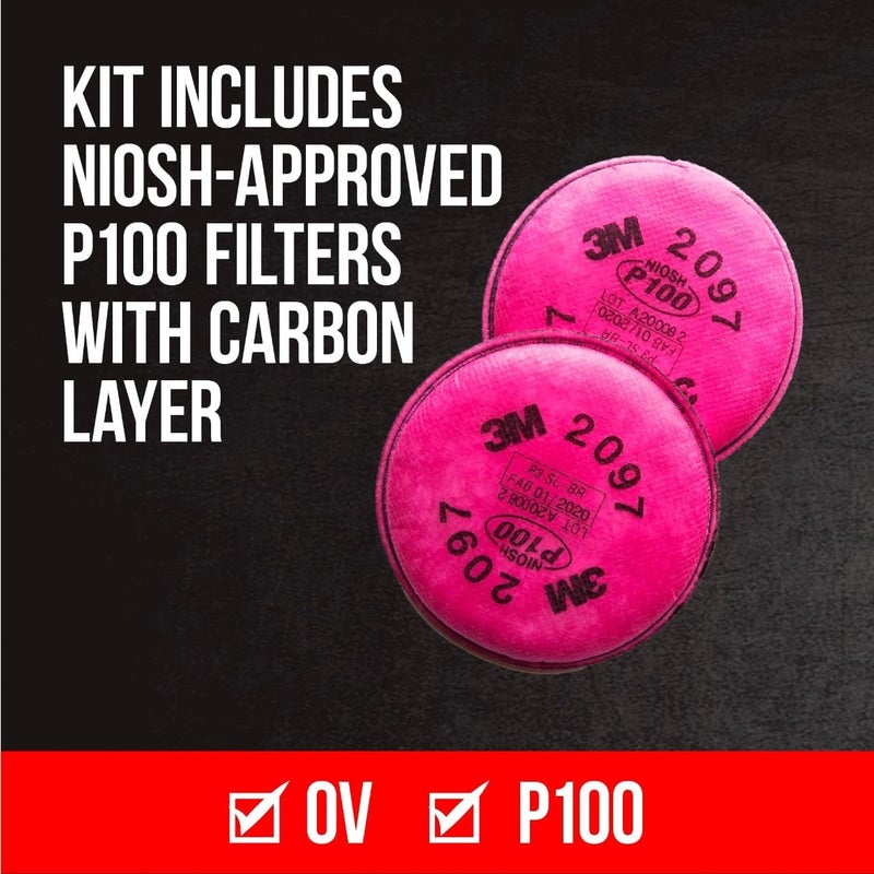 3M P100 Performance Mold & Lead Paint Removal Respirator, Medium Size, NIOSH-APPROVED P100 Rated Filter, Carbon Layer Helps Reduce Odor Nuisance, Lightweight, Adjustable Head Straps (6297P1-DC) - Image 3