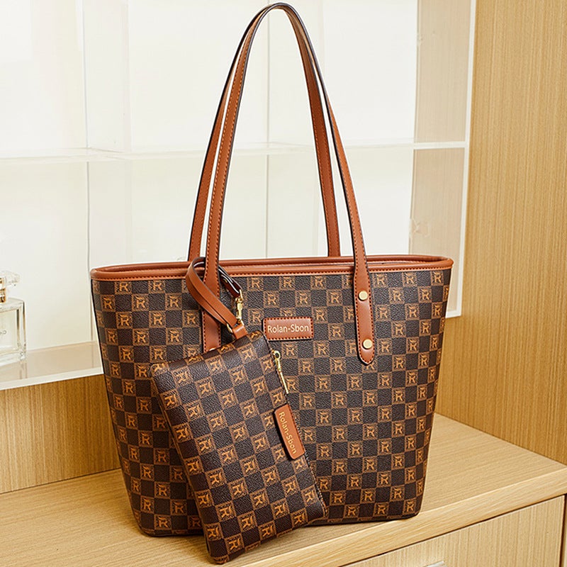 Style Old Flower Women'S Bag Large Capacity Tote Bag Checkerboard Shoulder Bag Women'S Bag All-Match Casual Big Bag - Image 1
