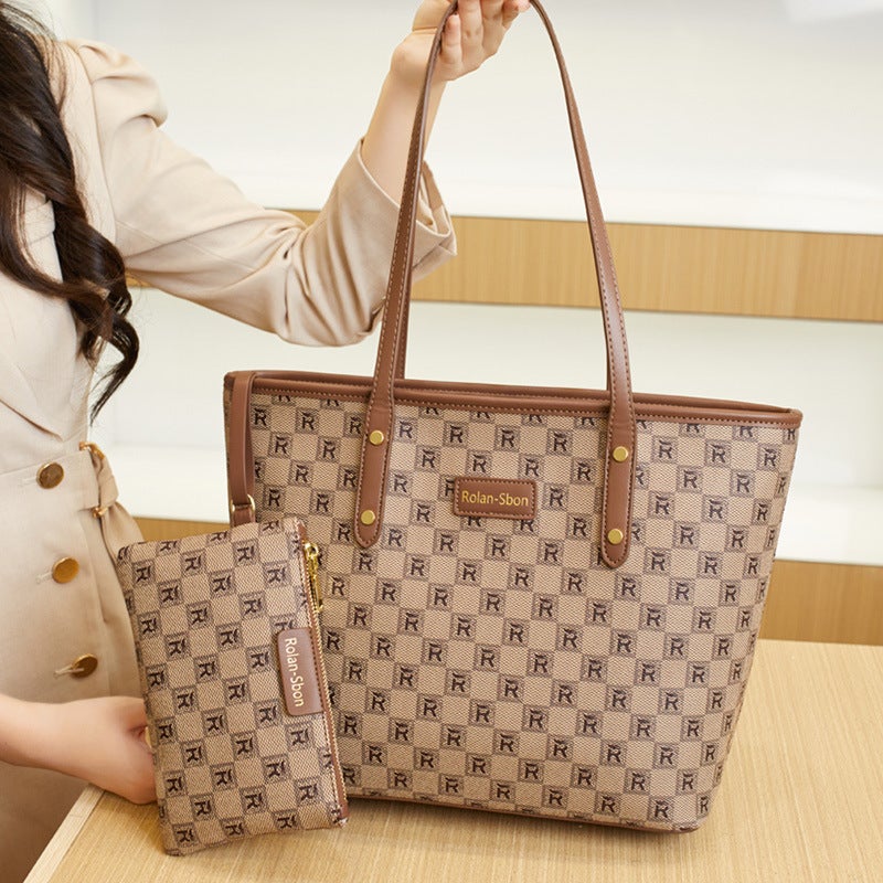 Style Old Flower Women'S Bag Large Capacity Tote Bag Checkerboard Shoulder Bag Women'S Bag All-Match Casual Big Bag - Image 4