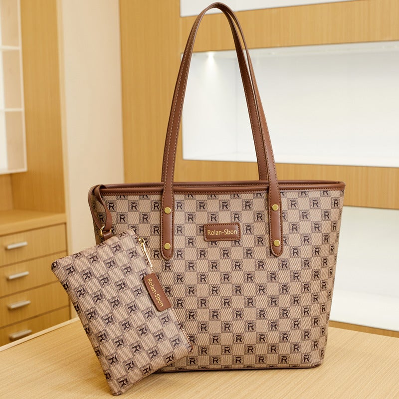 Style Old Flower Women'S Bag Large Capacity Tote Bag Checkerboard Shoulder Bag Women'S Bag All-Match Casual Big Bag - Image 2