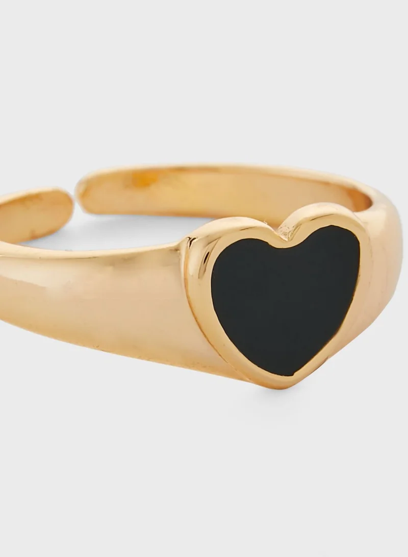 Ginger Adjustable Heart Detail Ring