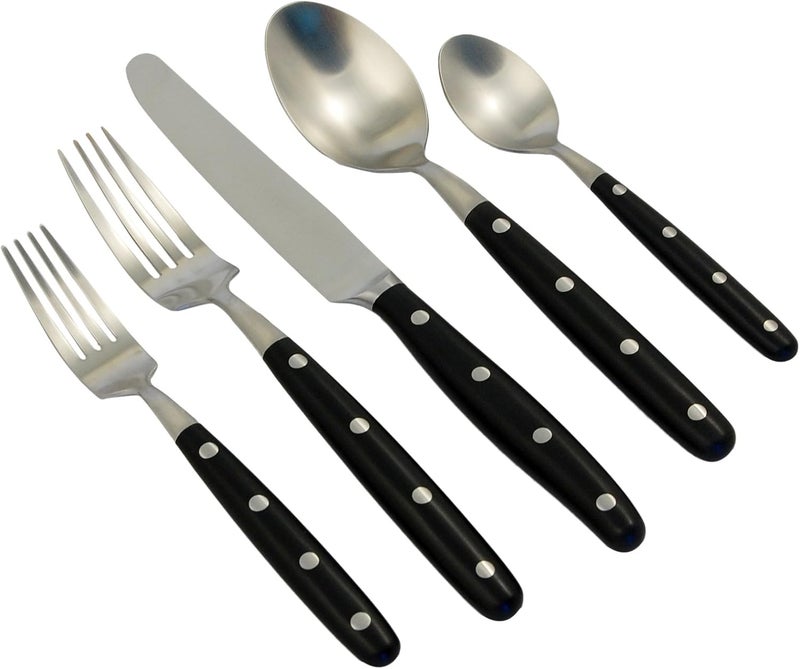 Ginkgo International Lyon 5Piece Stainless Steel Flatware Place Setting Ebony Service for 1 - Image 2