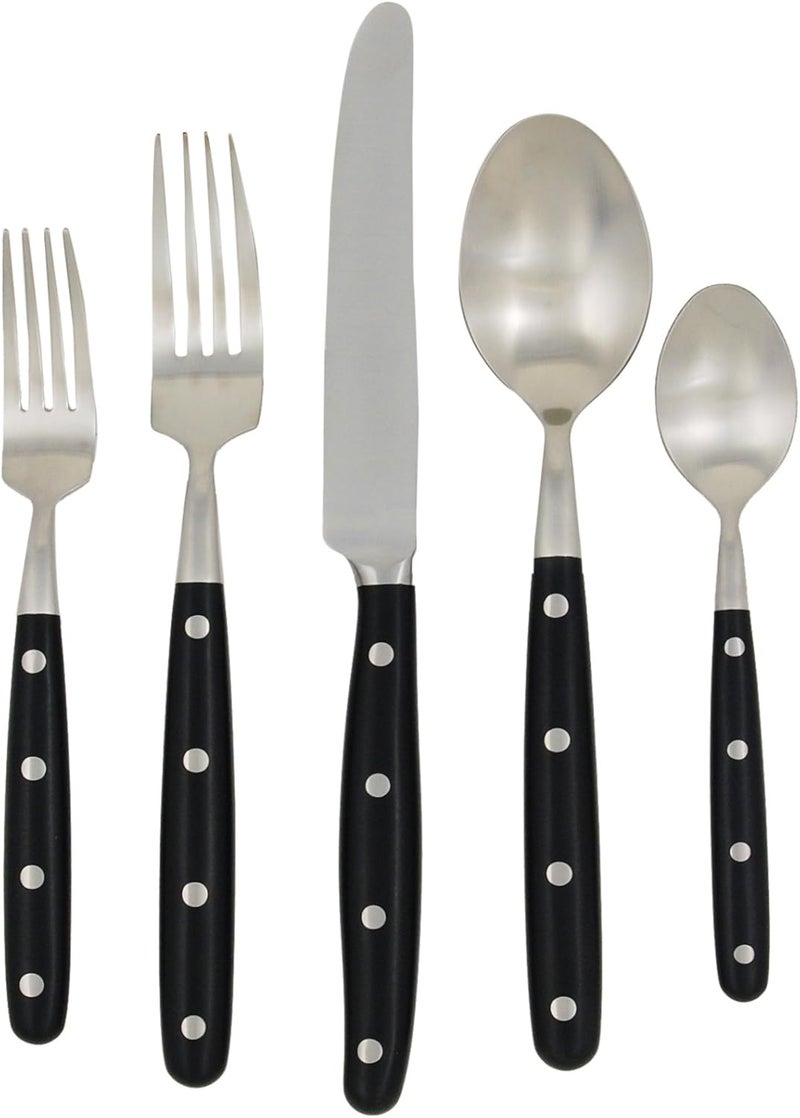 Ginkgo International Lyon 5Piece Stainless Steel Flatware Place Setting Ebony Service for 1 - Image 1