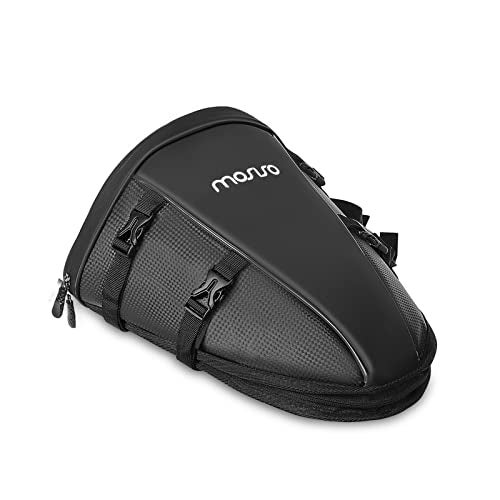 MOSISO Motorcycle Tail Bag Multifunctional Waterproof Polyester Storage Saddle Bag, 10L Outdoor Sports Motorbike Rear Seat Light Tank Handbag Tool Carry Pouch with Shoulder Strap, Black - Image 1