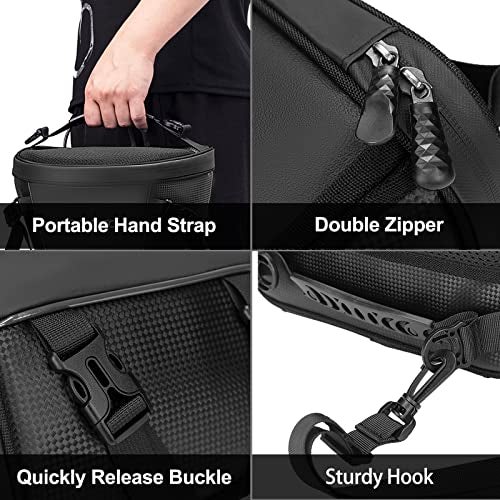MOSISO Motorcycle Tail Bag Multifunctional Waterproof Polyester Storage Saddle Bag, 10L Outdoor Sports Motorbike Rear Seat Light Tank Handbag Tool Carry Pouch with Shoulder Strap, Black - Image 3