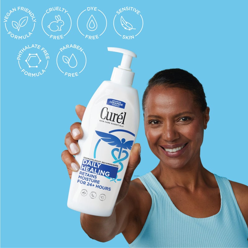 Curel Daily Healing Body Lotion for Dry Skin, Dermatologist Recommended Hydrating Body Lotion with Advanced Ceramides Complex, 20 Oz - Image 3