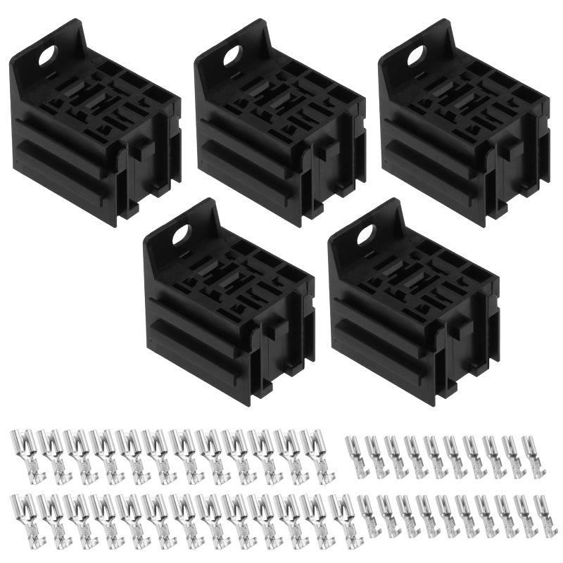 SING F LTD 5PCS Automotive 9 Pin Relay Mounting Brackets Relay Connector Socket Vehicle Relay Case Holder with 63mm 28mm Terminals for 4pin 5pin 9pin Relays