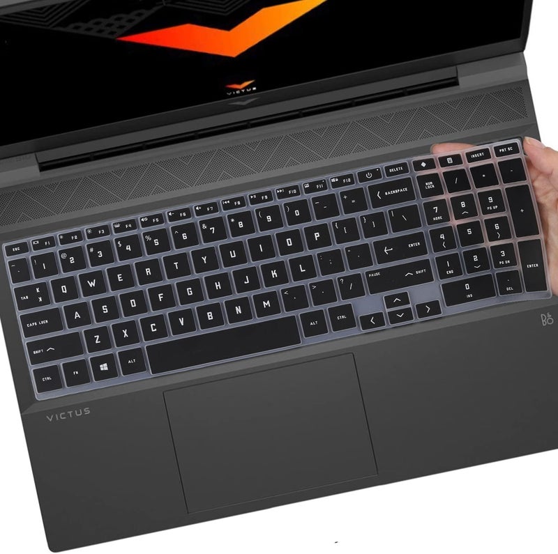 CASOSHIELD Keyboard Cover for 15.6" 16.1" HP Victus 15-fa0025nr fa0031dx fa0747nr fb0028nr 15t-fa000 15z-fb000 16-e0010nr d0020nr d0030nr d1010nr 16t-d100 16z-e100 Protector Cover Accessories (Black) - Image 1