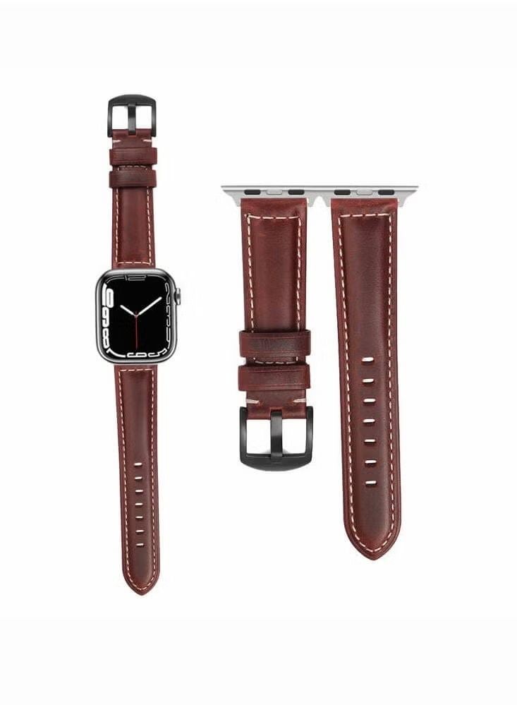 IAF Retro Wax Genuine Leather Replacement Band For Apple Watch 45/44/42mm Series 7/6/5/4/SE