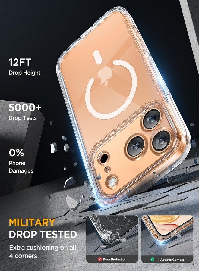 Miracase for iPhone 17 Pro Max Case 6.9" Full-Body Phone Case with Built-in Glass Screen Protector& Full Camera Protector,[Magnetic with MagSafe] Drop Proof 17 ProMax Cover, Clear Glitter - Image 5
