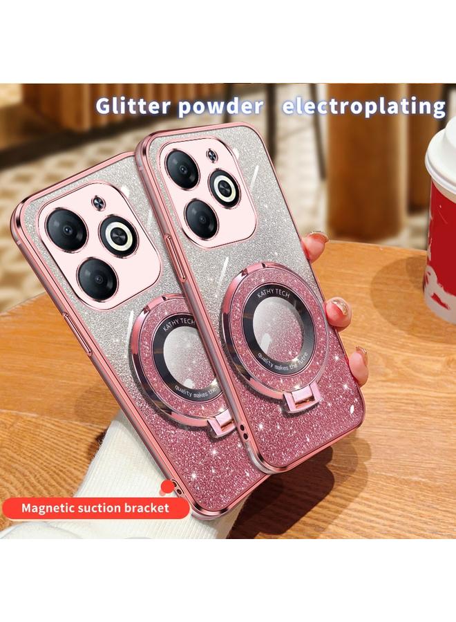 S-TOP Case For Infinix Hot 40i Plated Gradient Glitter Round Holder TPU Phone Case - Image 3