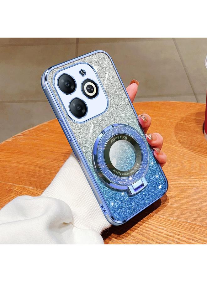 S-TOP Case For Infinix Hot 40i Plated Gradient Glitter Round Holder TPU Phone Case - Image 1