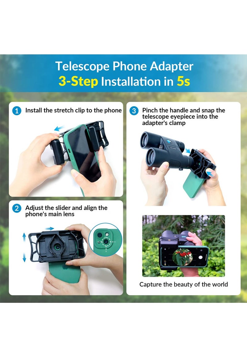 KASTWAVE - Telescope Phone Adapter, Big Type Smartphone Adapter Mount, Universal Phone Mount, One-Piece Smartphone Binocular Adapter for iPhone/Android, for Spotting Scope Telescope Binocular Monocular - Image 1