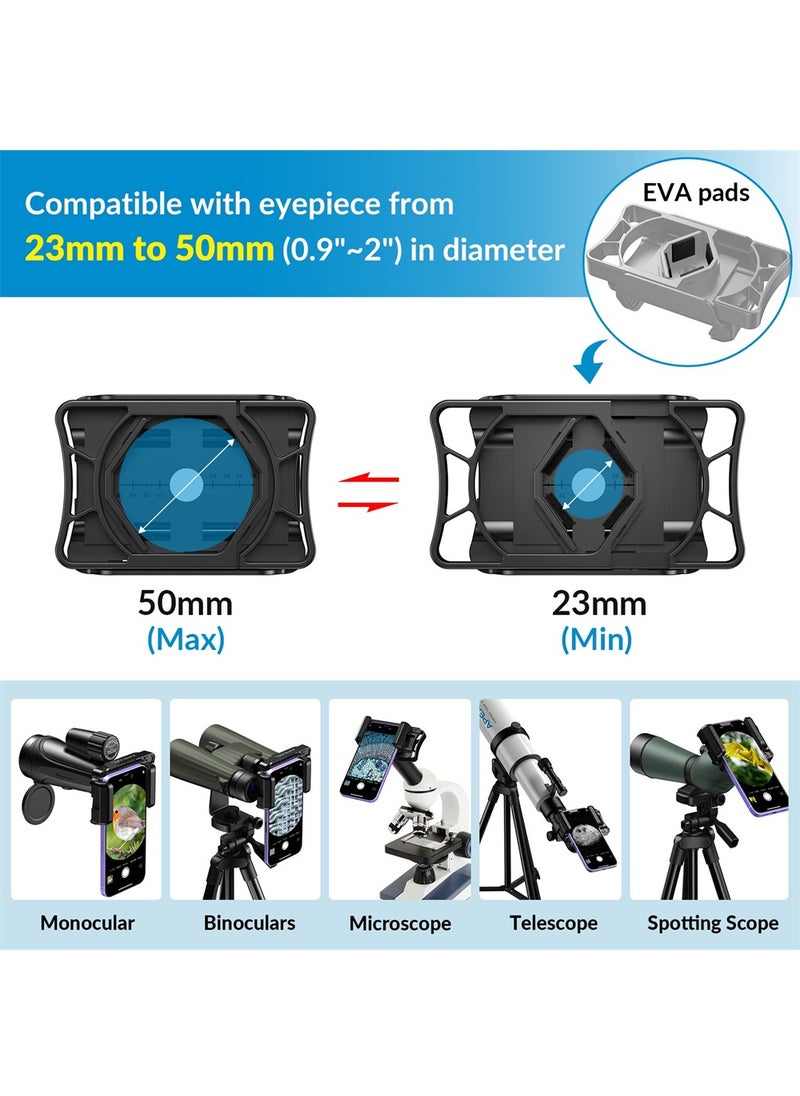 KASTWAVE - Telescope Phone Adapter, Big Type Smartphone Adapter Mount, Universal Phone Mount, One-Piece Smartphone Binocular Adapter for iPhone/Android, for Spotting Scope Telescope Binocular Monocular - Image 1