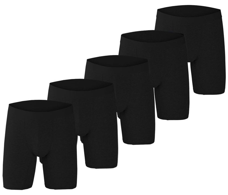 infino مجموعة من ٥ سراويل بوكسر رجالي - قطن مطاطي، مُتنفس، مانع احتكاك - أسود، XL - Image 1