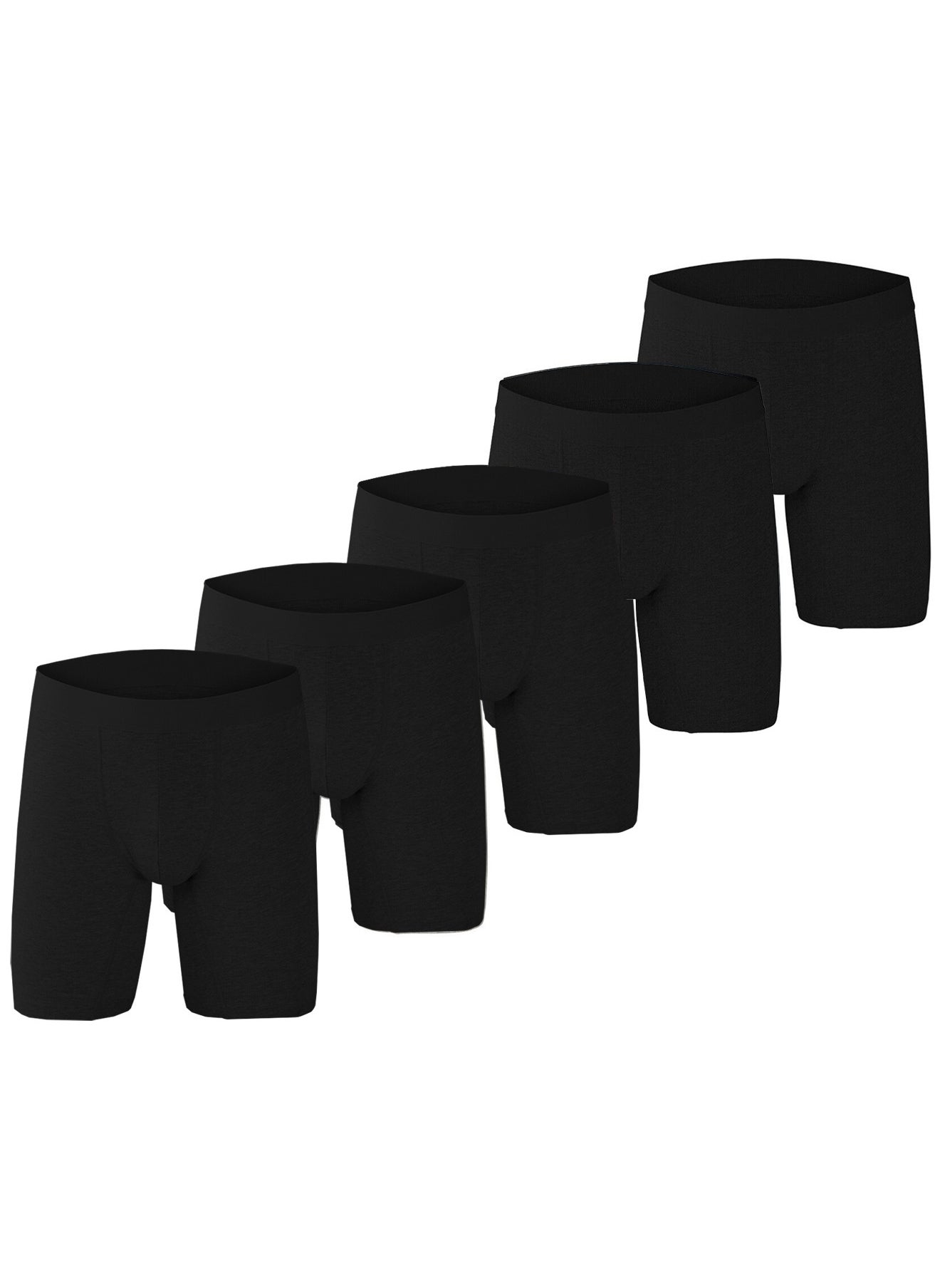 infino Men's 5-Pack Boxer Briefs - Mid-Rise, Anti-Chafing Stretch Cotton, Breathable Athletic Underwear in Pure Black - Available in XL 