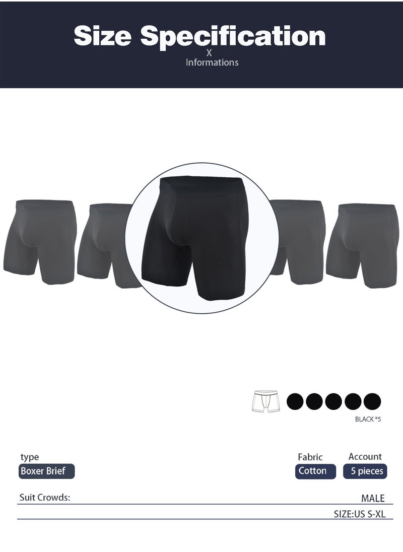 Men's 5-Pack Boxer Briefs - Mid-Rise, Anti-Chafing Stretch Cotton, Breathable Athletic Underwear in Pure Black - Available in XL - pzsku/Z54244551A2488C929B20Z/45/_/1730442737/d65761a3-4119-49ac-b6b9-146b25482c95