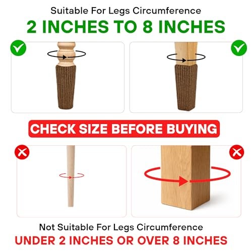 IAMZAY® 48/80 Pcs Brown Premium Chair Leg Socks Protectors for Hardwood Floors - Not Falling Off - Easy to Put On - Fits Round and Square Legs - High Elastic Bar Stool Leg Covers - Furniture Pads - Image 2
