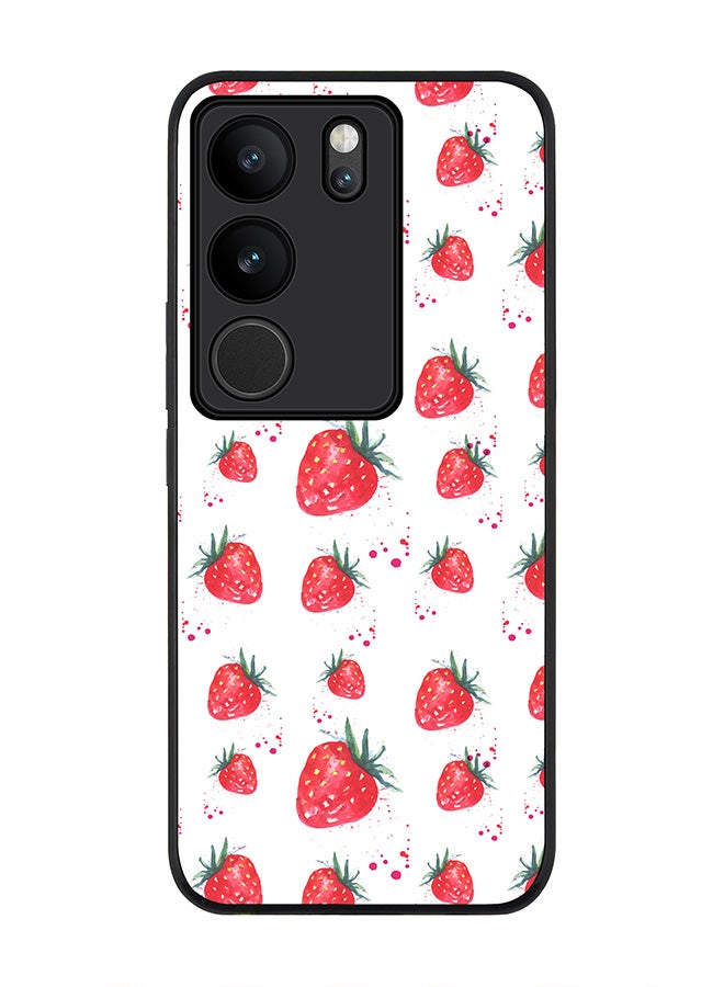 Stylizedd Rugged Black Edge case for Vivo V29 / Vivo V29 Pro / Vivo S17, Slim fit Soft Flexible Rubber Edges Anti Drop Cover - Dripping Strawberries - Image 1