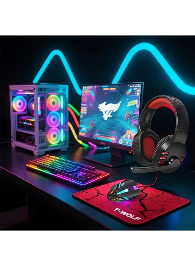 4 In 1 Gaming Keyboard Set With Mouse Mouse Pad And Headset For PC Xbox PS4 - Image 1