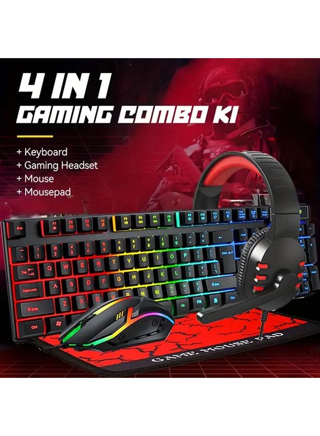 4 In 1 Gaming Keyboard Set With Mouse Mouse Pad And Headset For PC Xbox PS4 - Image 2