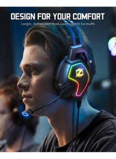 Rock Pow Gaming Headset for Xbox One Series X/S PS4 PS5 PC Switch Noise Canceling Headphones with Microphone 3.5mm Audio Jack Auto-Adjust Headband  - Image 4