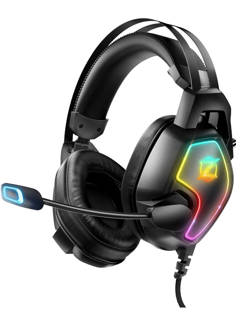 Rock Pow Gaming Headset for Xbox One Series X/S PS4 PS5 PC Switch Noise Canceling Headphones with Microphone 3.5mm Audio Jack Auto-Adjust Headband  - Image 1