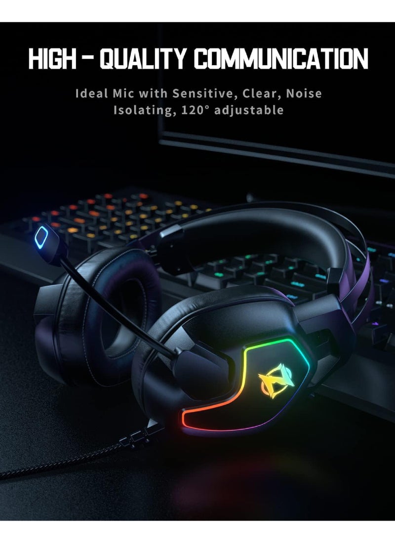 Rock Pow Gaming Headset for Xbox One Series X/S PS4 PS5 PC Switch Noise Canceling Headphones with Microphone 3.5mm Audio Jack Auto-Adjust Headband  - Image 5
