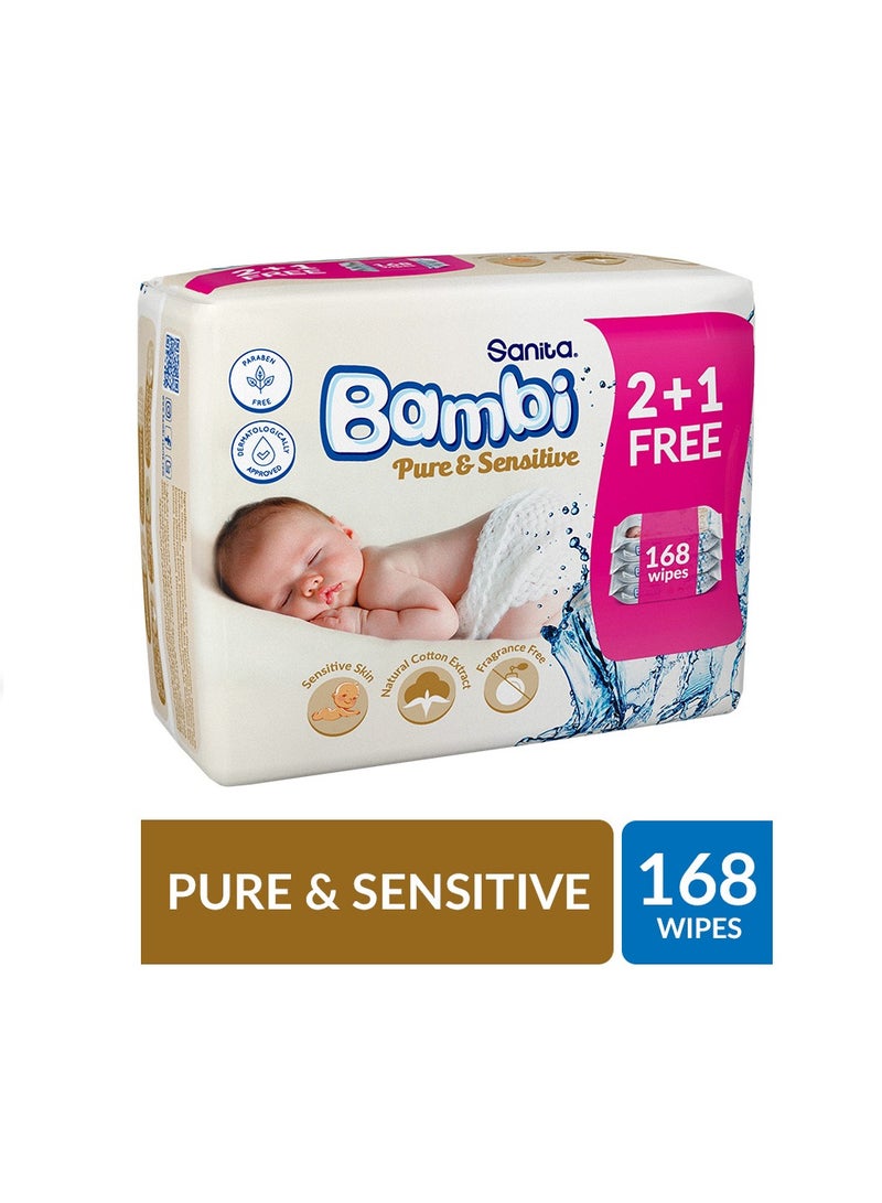 Sanita Bambi Baby Wet Wipes Pure And Sensitive Pack Of 4 - Image 4