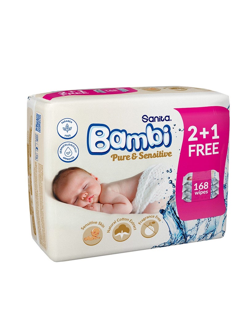 Sanita Bambi Baby Wet Wipes Pure And Sensitive Pack Of 4 - Image 3