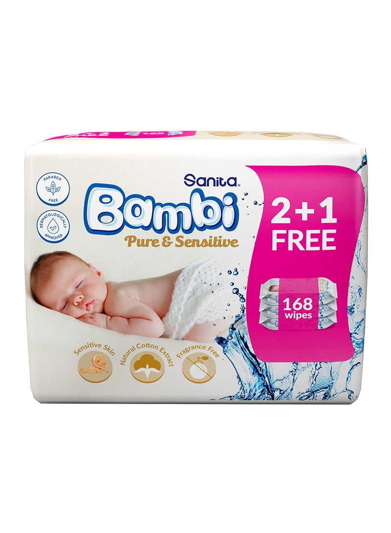 Sanita Bambi Baby Wet Wipes Pure And Sensitive Pack Of 4 - Image 2