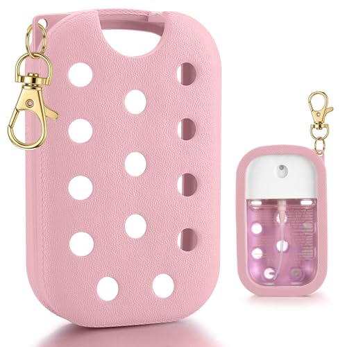 AIERSA Hand Sanitizer Spray Case Compatible with Touchland, EVA Hand Sanitizer Case Holder with Keychain for Touch Land Mist 1FL. OZ (Charms not Included) Pink - Image 1