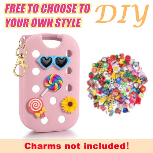 AIERSA Hand Sanitizer Spray Case Compatible with Touchland, EVA Hand Sanitizer Case Holder with Keychain for Touch Land Mist 1FL. OZ (Charms not Included) Pink - Image 3