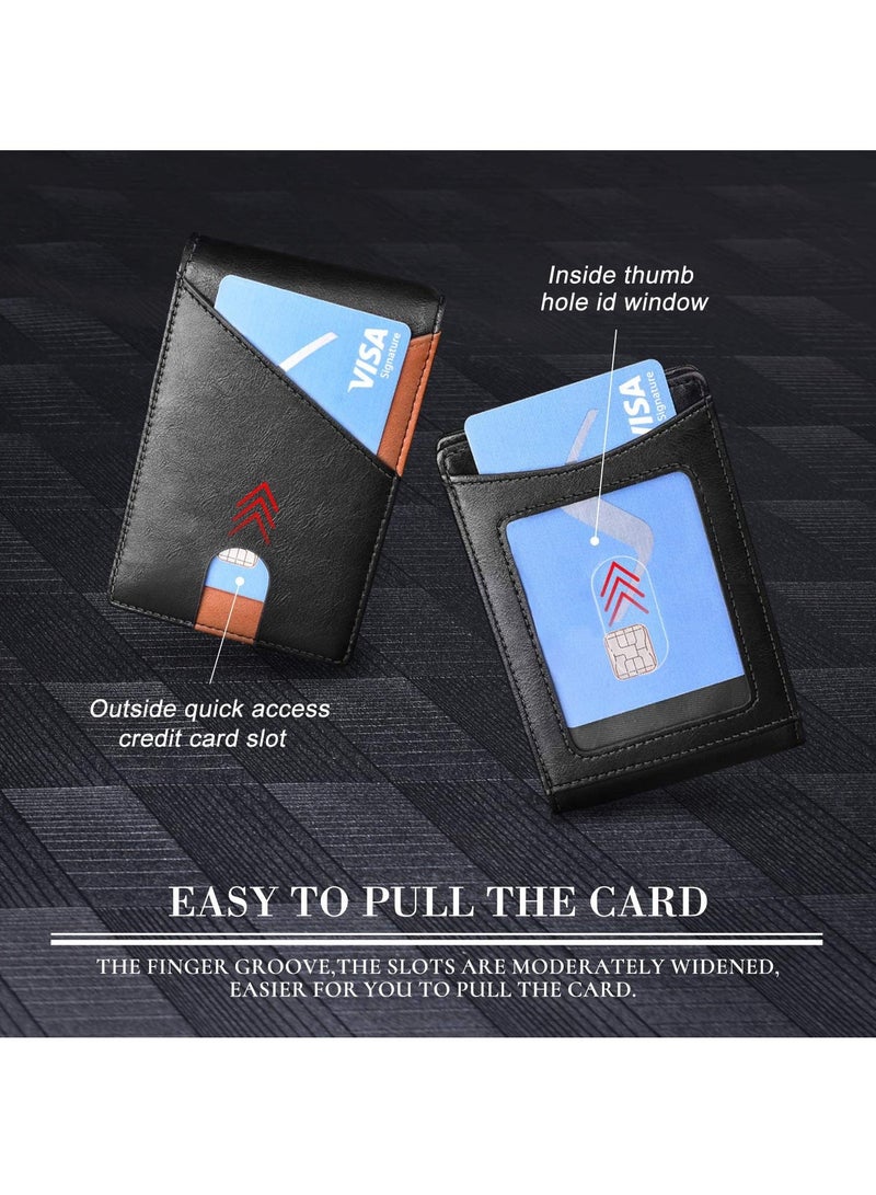 Y&D Slim Wallets for Men RFID Blocking Bifold Front Pocket Credit Card Holder Minimalist Wallet with Gift Box (Black)  - Image 4