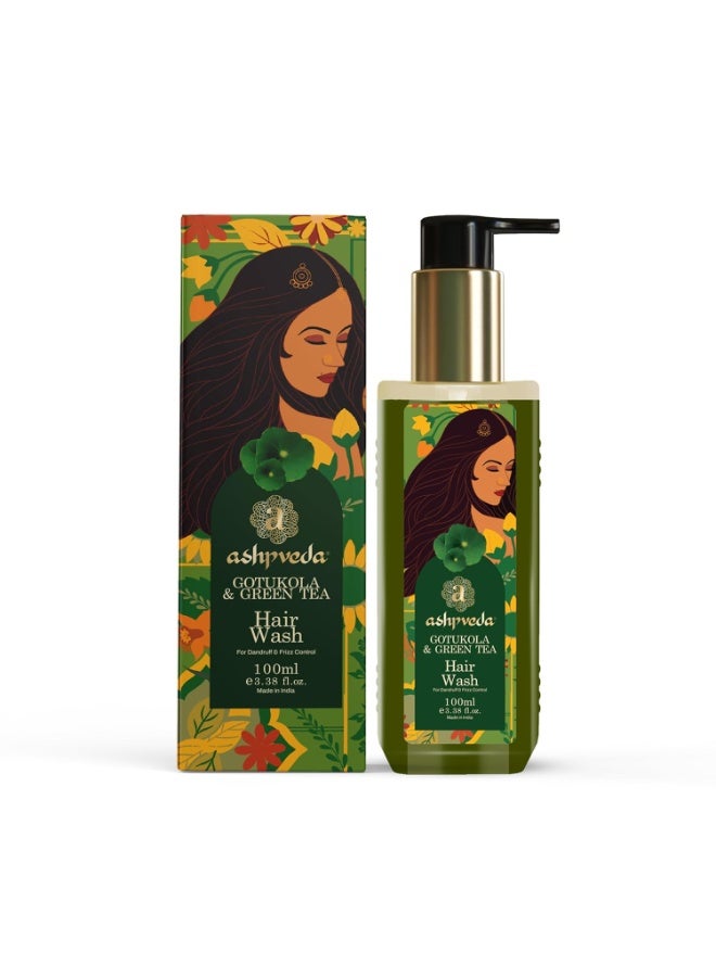 Ashpveda Gotu Kola and Green Tea Hair Wash Shampoo - Promotes Healthy, Silky-Smooth Hair - Natural Ingredients For Dandruff & Frizz Control (100 ml) - Image 1
