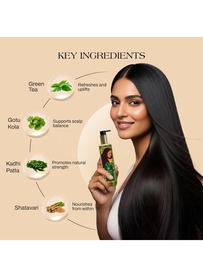 Ashpveda Gotu Kola and Green Tea Hair Wash Shampoo - Promotes Healthy, Silky-Smooth Hair - Natural Ingredients For Dandruff & Frizz Control (100 ml) - Image 3