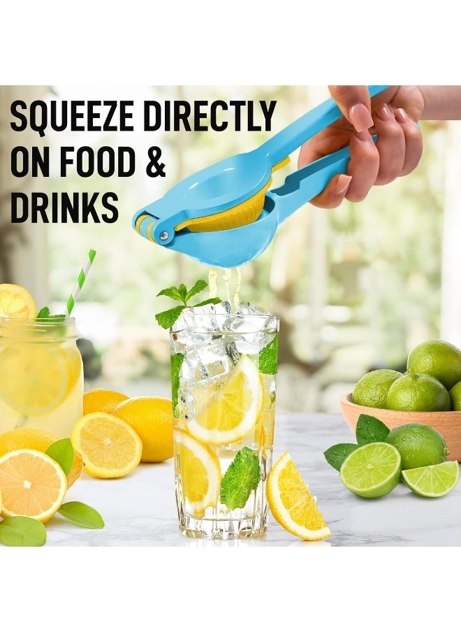 Zulay Kitchen - Zulay Metal 2-In-1 Lemon Squeezer Manual - Sturdy, Max Extraction Hand Juicer Lemon Squeezer Gets Every Last Drop - Easy to Clean Manual Citrus Juicer - Easy-to-Use Lemon Juicer Squeezer - Blue/Yellow - Image 1