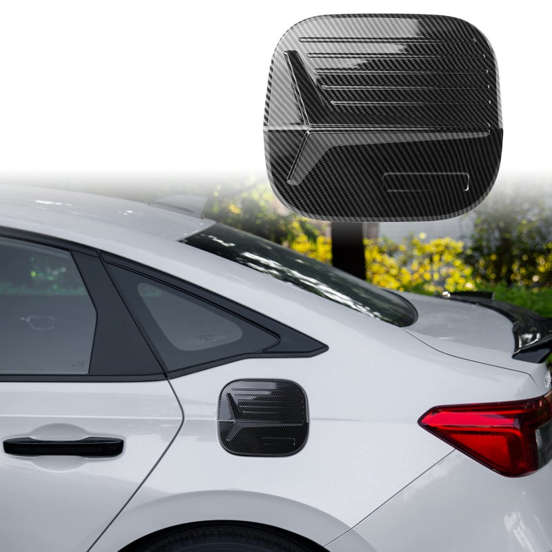 CKE for 11th Gen Civic Sedan Compatible with Honda Civic 2026 2025 2024 2023 2022 Accessories Sport Car Exterior Fuel Tank Cover Trim Oil Gas Door Cap Door Handle Side Carbon Fiber Style