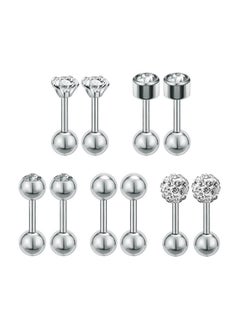 5-Pair Stainless Steel Cartilage Helix Piercing Ear Studs