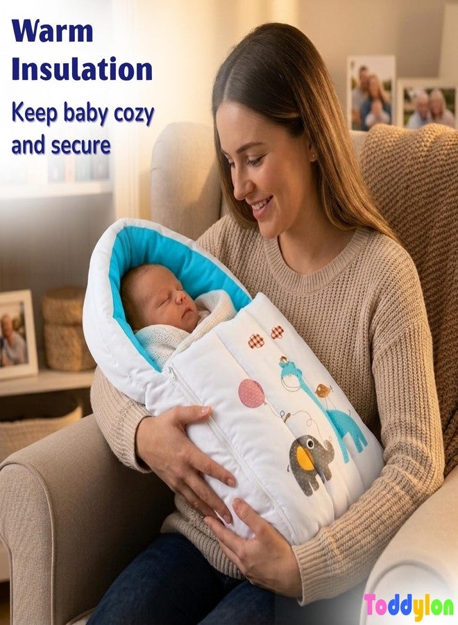 Toddylon Baby Bedding Set for New Born Baby | 3 PCS Cotton Carry Bag, Mosquito Net Bed & Infant Mattress| Folding Infants Bed 0–6 Months (Blue) - Image 5