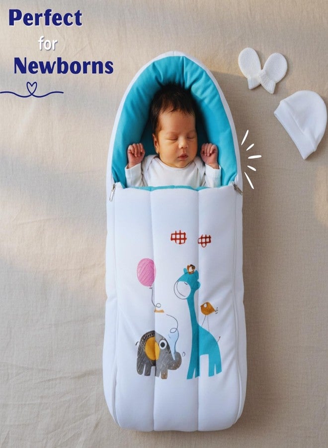 Toddylon Baby Bedding Set for New Born Baby | 3 PCS Cotton Carry Bag, Mosquito Net Bed & Infant Mattress| Folding Infants Bed 0–6 Months (Blue) - Image 2