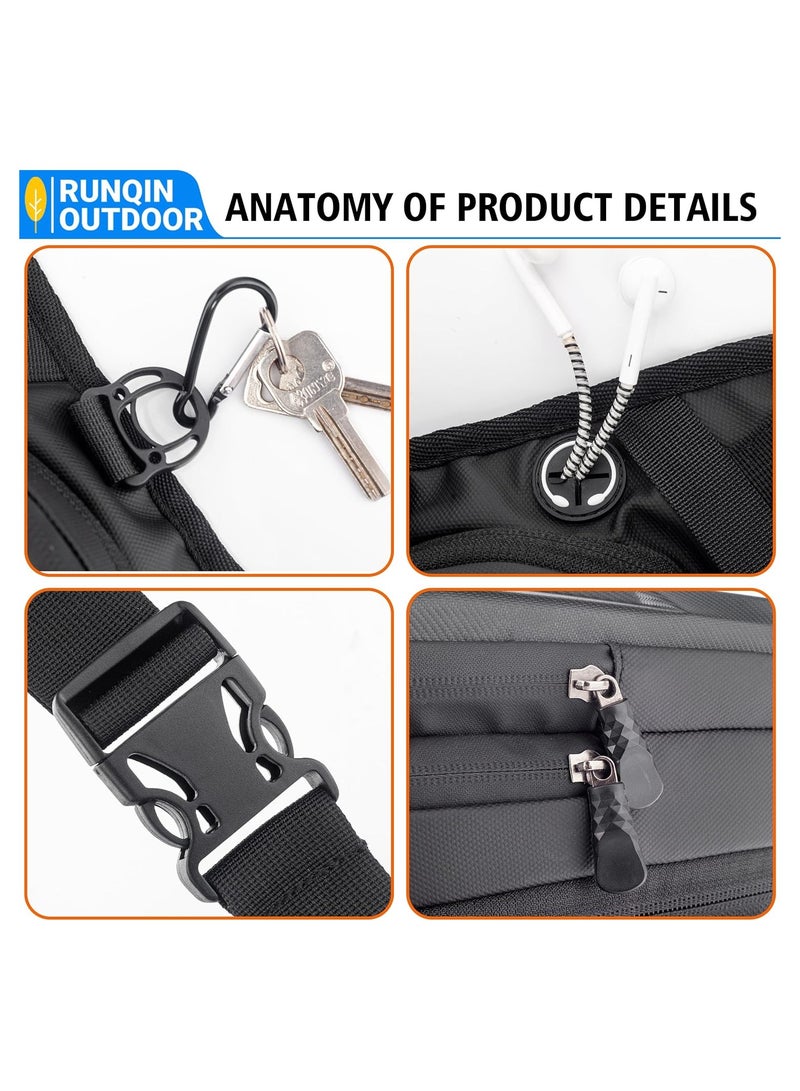 KASTWAVE حقيبة ساق صلبة للرجال، حقيبة فخذ للدراجات النارية بسعة كبيرة حقيبة ظهر تكتيكية، حقيبة تخزين متعددة الجيوب للورك والفخذ للتخييم والمشي لمسافات طويلة وركوب الدراجات، أسود - Image 4