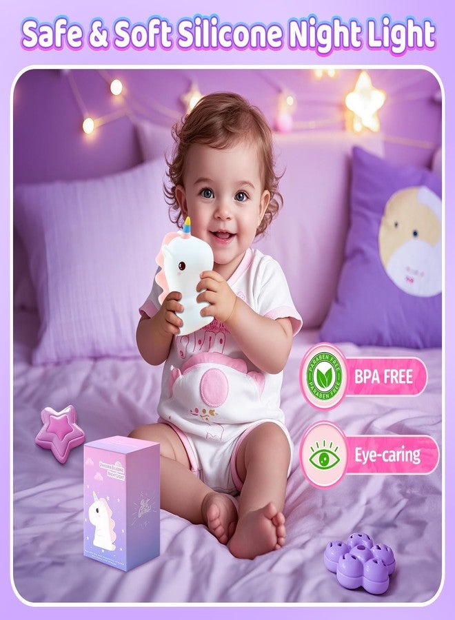 One Fire Unicorn Night Light Children's Bedside Lamp, 16 Colours, 5 Brightness, Rechargeable, Pink, Silicone, Kawaii Decoration, Baby Room - Image 4