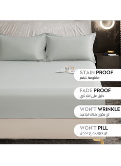 Donetella Bedding Fitted Sheet 3-Pcs Super King Size Solid Bed Sheet Set Fits(200x200CM) With Pillowcases And 35 CM Extra Deep Brushed Microfiber Bed Sheet,Ansonia  - Image 4